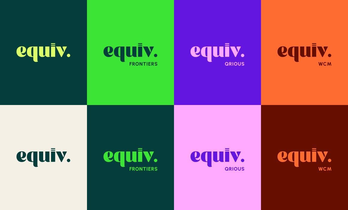 The equiv. wordmark across the four event colour variants