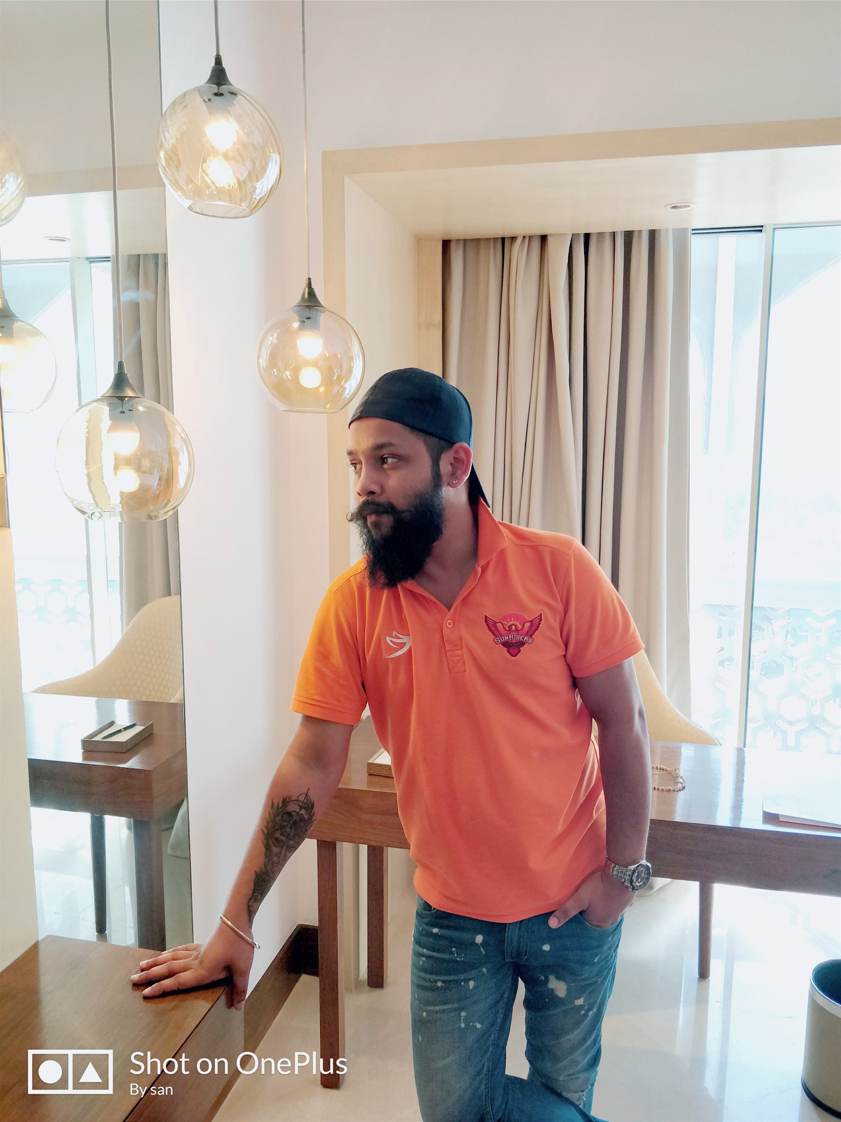 In an SRH team polo at the team hotel