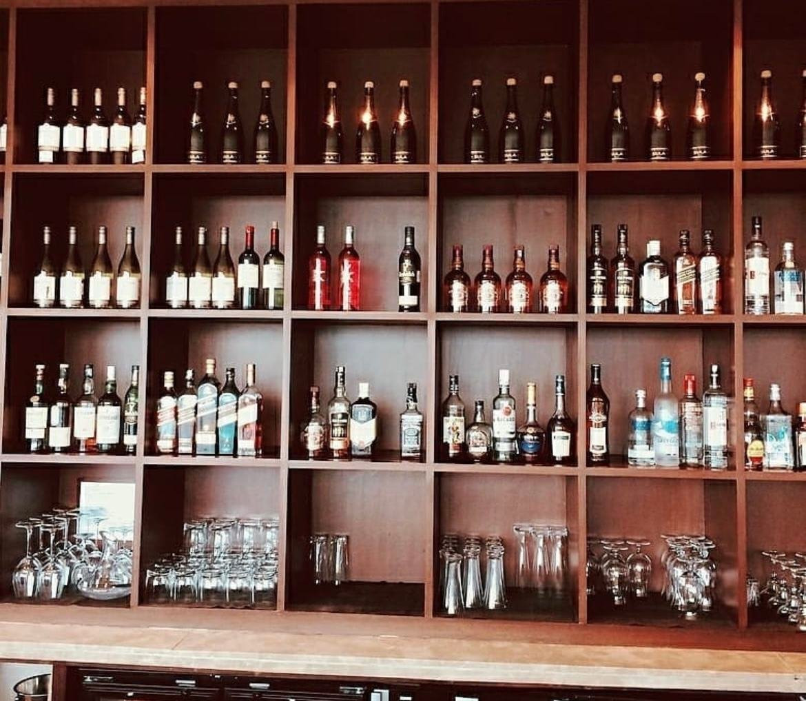 The team hotel bar, empty before a match night