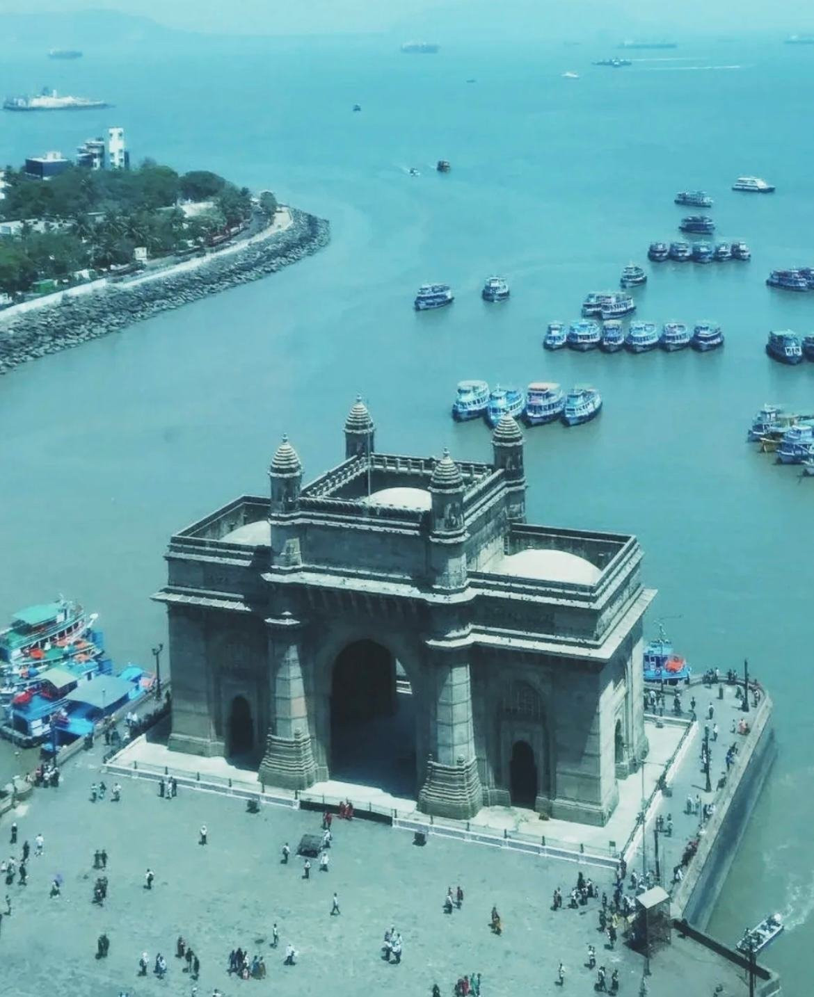 The Gateway of India and the harbour seen from my hotel window